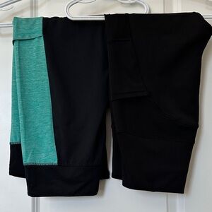 BSP & Kandy Karma Bundle 21” Green and 18” Black Mesh Capri Leggings